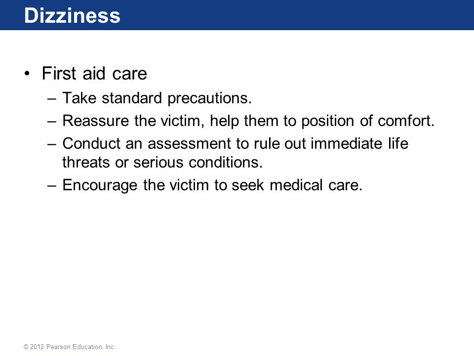 First aid for sales dizziness